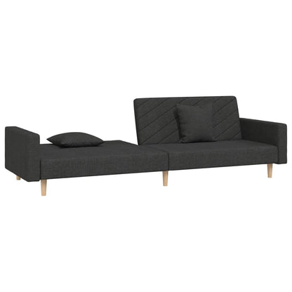 Schlafsofa 2-Sitzer mit 2 Kissen Schwarz Stoff