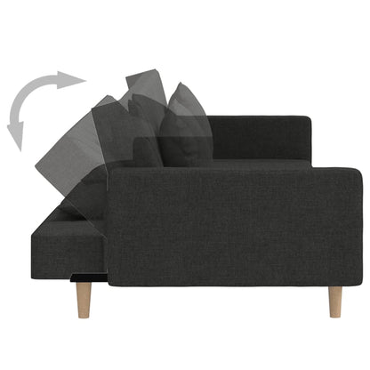 Schlafsofa 2-Sitzer mit 2 Kissen Schwarz Stoff