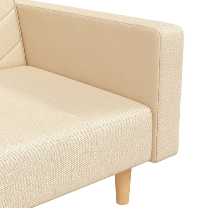 Schlafsofa 2-Sitzer mit 2 Kissen Creme Stoff