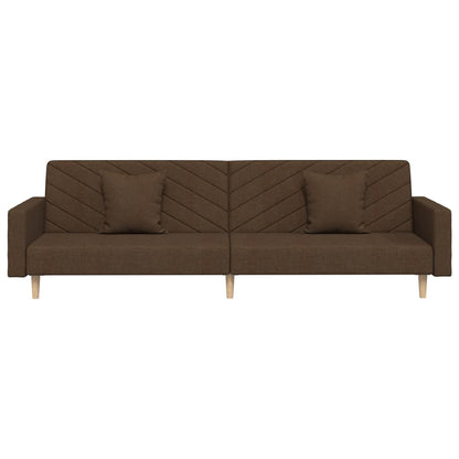 Schlafsofa 2-Sitzer mit 2 Kissen Braun Stoff