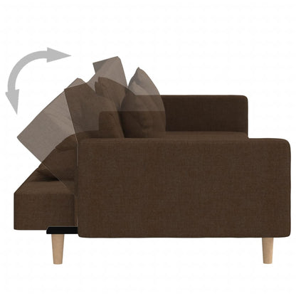 Schlafsofa 2-Sitzer mit 2 Kissen Braun Stoff