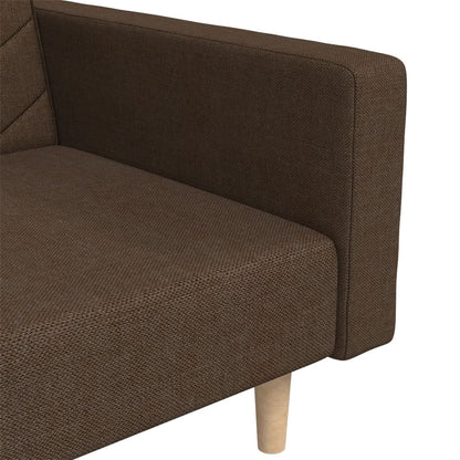 Schlafsofa 2-Sitzer mit 2 Kissen Braun Stoff