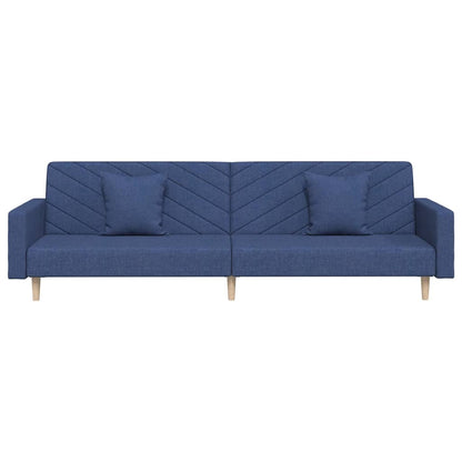 Schlafsofa 2-Sitzer mit 2 Kissen Blau Stoff