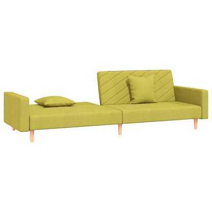 Schlafsofa 2-Sitzer mit 2 Kissen Grün Stoff