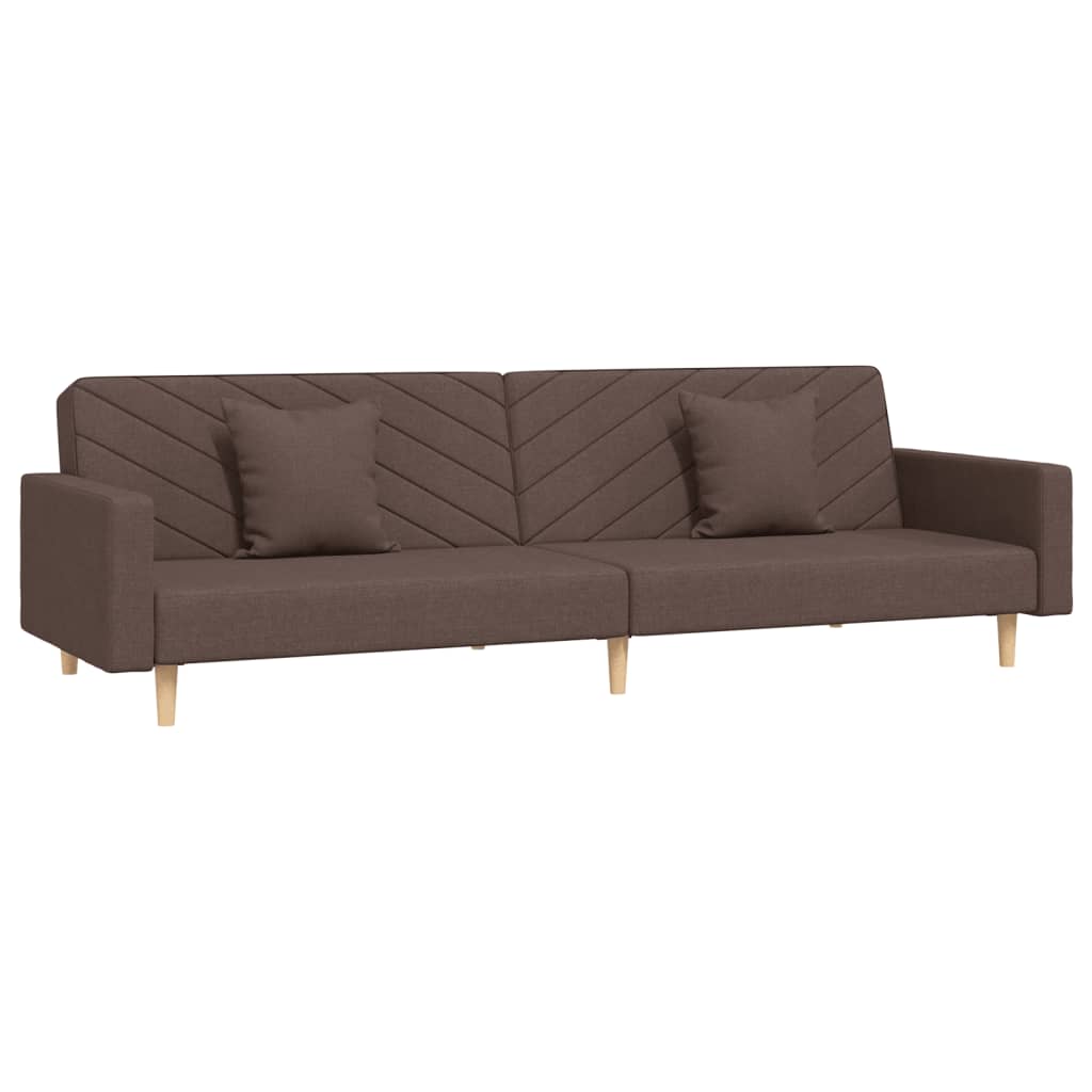 Schlafsofa 2-Sitzer mit 2 Kissen Taupe Stoff