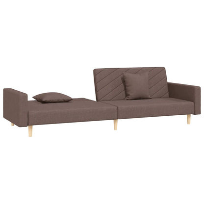 Schlafsofa 2-Sitzer mit 2 Kissen Taupe Stoff