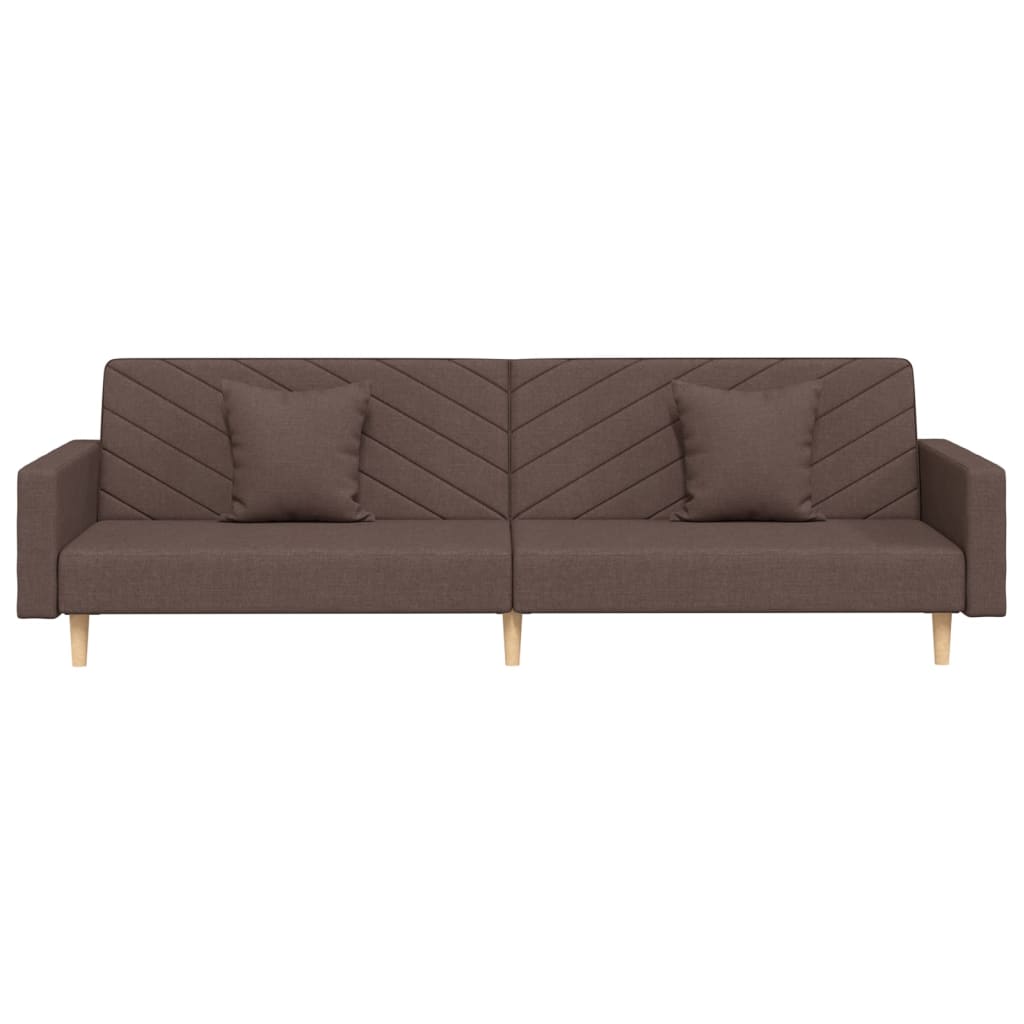 Schlafsofa 2-Sitzer mit 2 Kissen Taupe Stoff