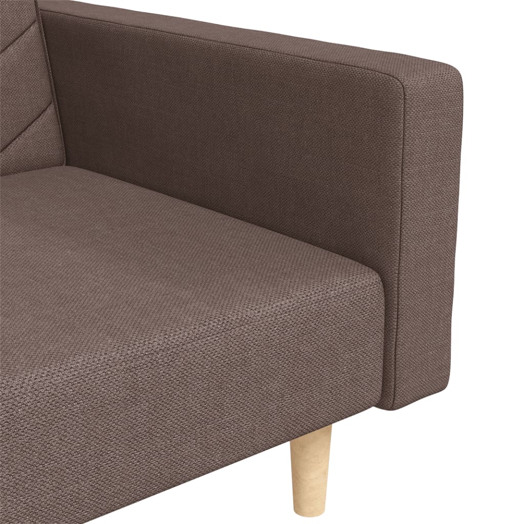 Schlafsofa 2-Sitzer mit 2 Kissen Taupe Stoff