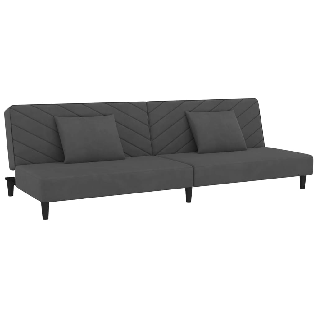 Schlafsofa 2-Sitzer mit 2 Kissen Dunkelgrau Samt