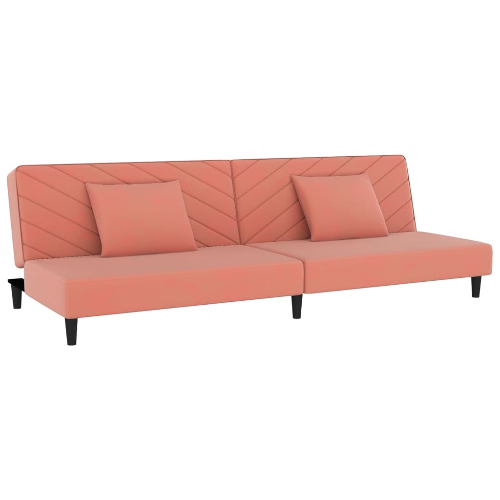 Schlafsofa 2-Sitzer mit 2 Kissen Rosa Samt