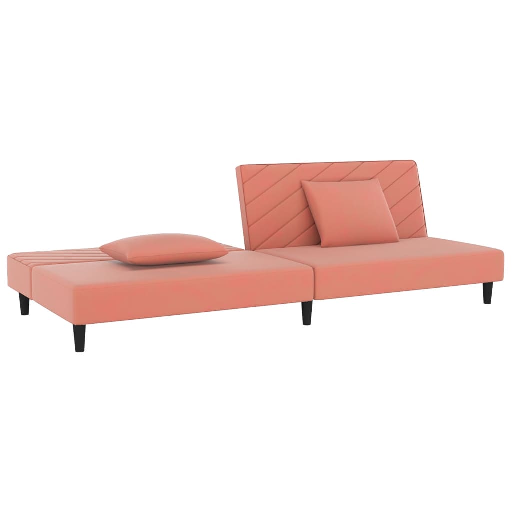 Schlafsofa 2-Sitzer mit 2 Kissen Rosa Samt