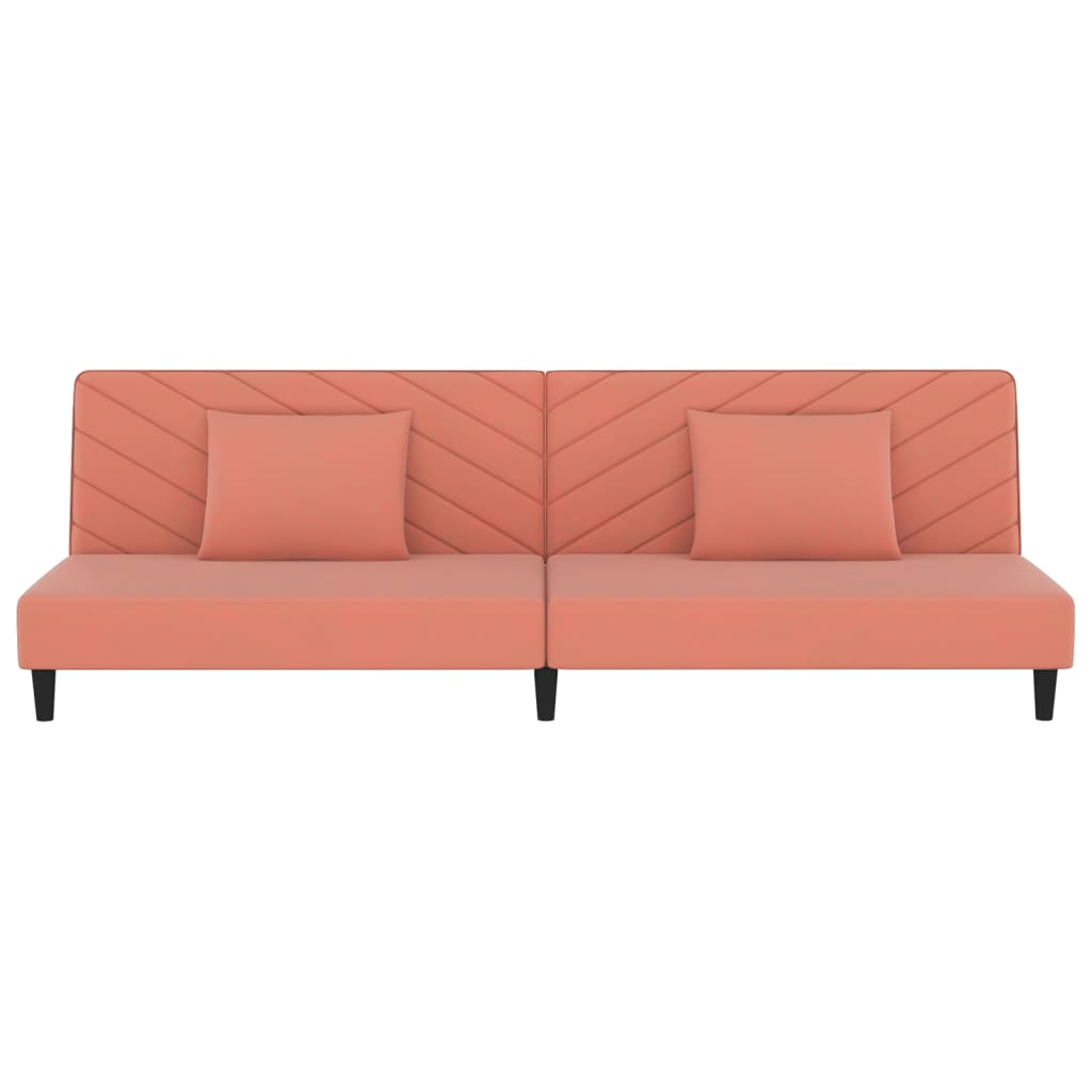 Schlafsofa 2-Sitzer mit 2 Kissen Rosa Samt