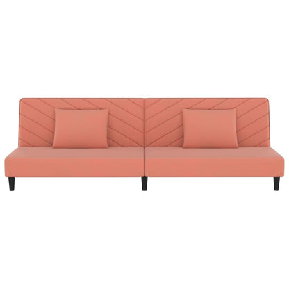 Schlafsofa 2-Sitzer mit 2 Kissen Rosa Samt