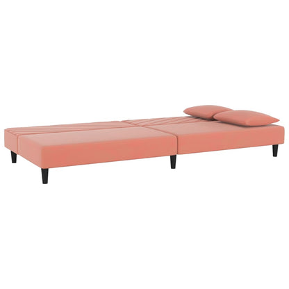 Schlafsofa 2-Sitzer mit 2 Kissen Rosa Samt