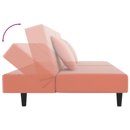 Schlafsofa 2-Sitzer mit 2 Kissen Rosa Samt