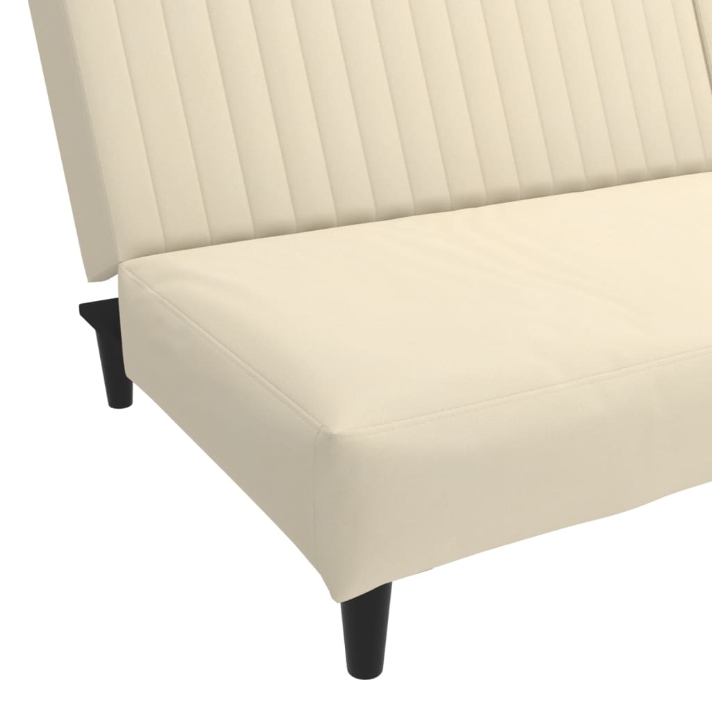 Schlafsofa 2-Sitzer Creme Samt