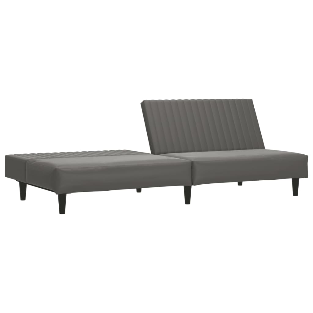 Schlafsofa 2-Sitzer Grau Kunstleder