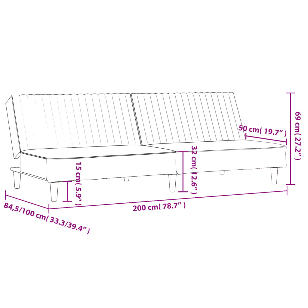 Schlafsofa 2-Sitzer Cappuccino-Braun Kunstleder