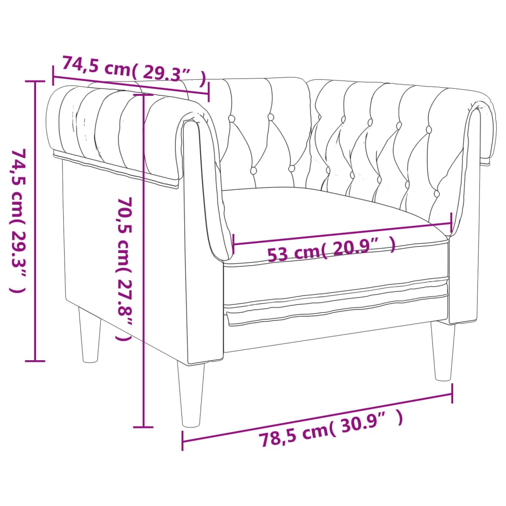 Chesterfield-Sessel Hellgrau Stoff