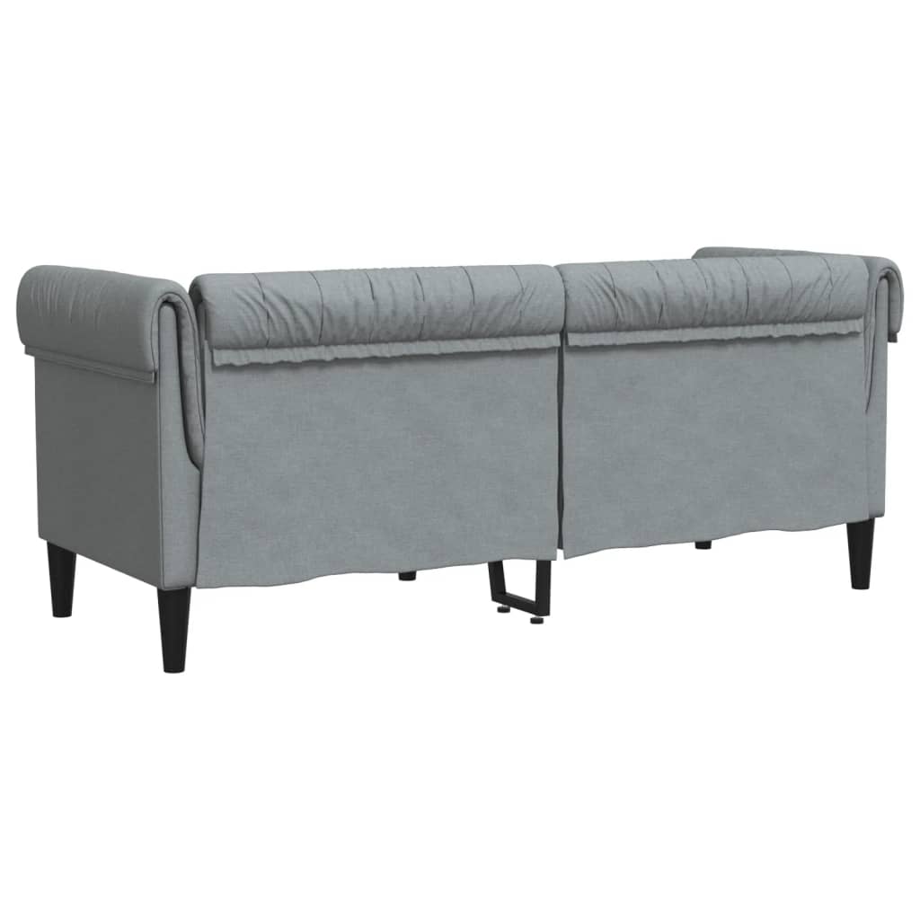 Chesterfield-Sofa 2-Sitzer Hellgrau Stoff