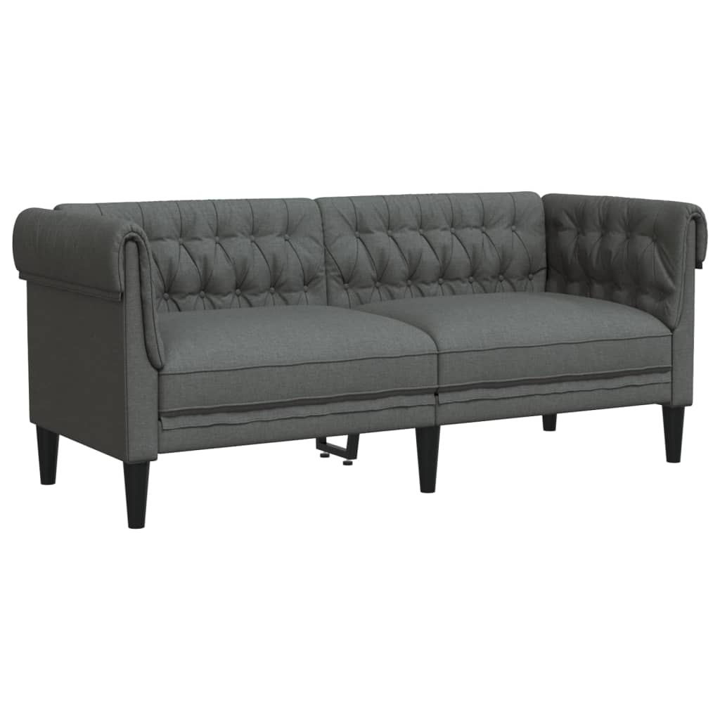 Chesterfield-Sofa 2-Sitzer Dunkelgrau Stoff