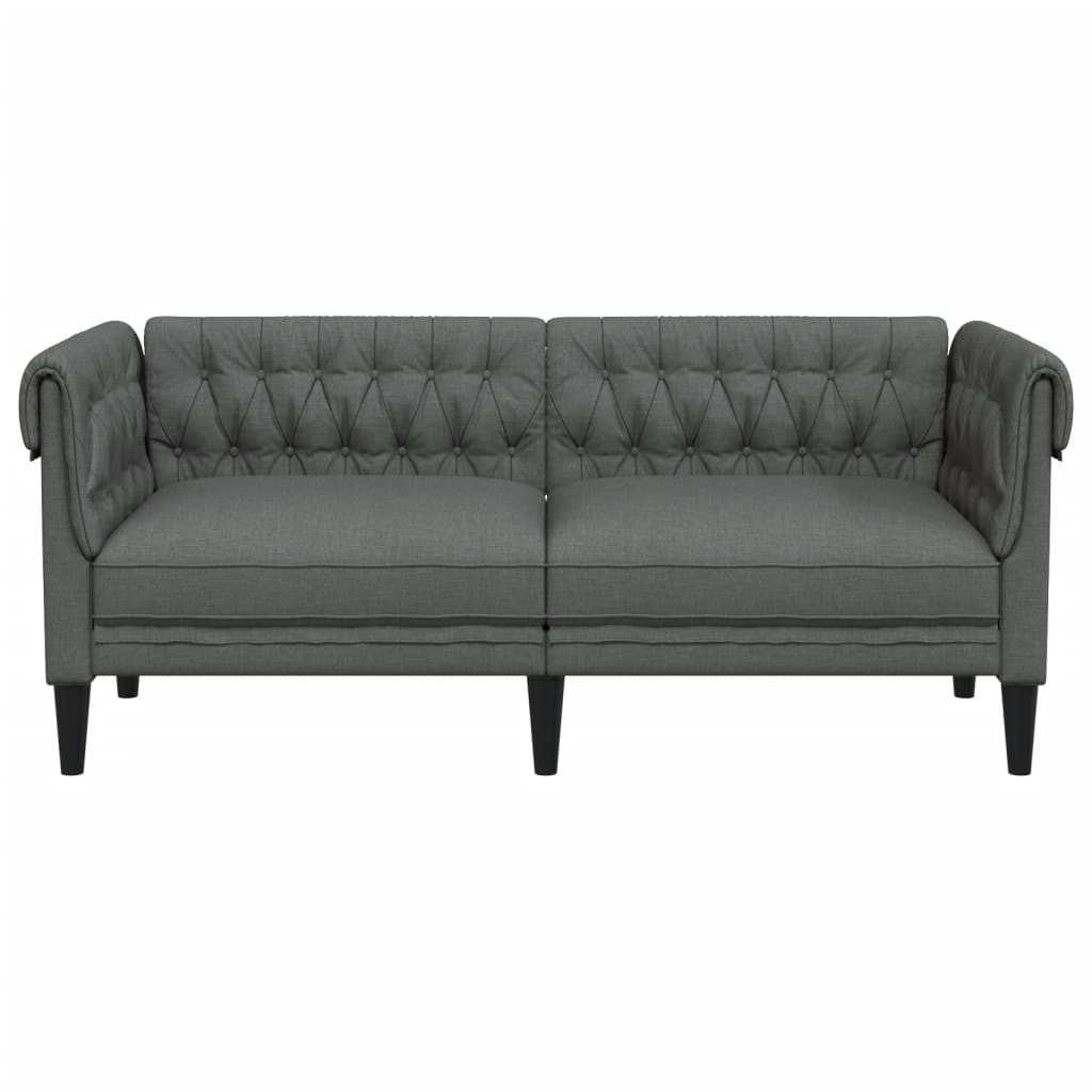 Chesterfield-Sofa 2-Sitzer Dunkelgrau Stoff