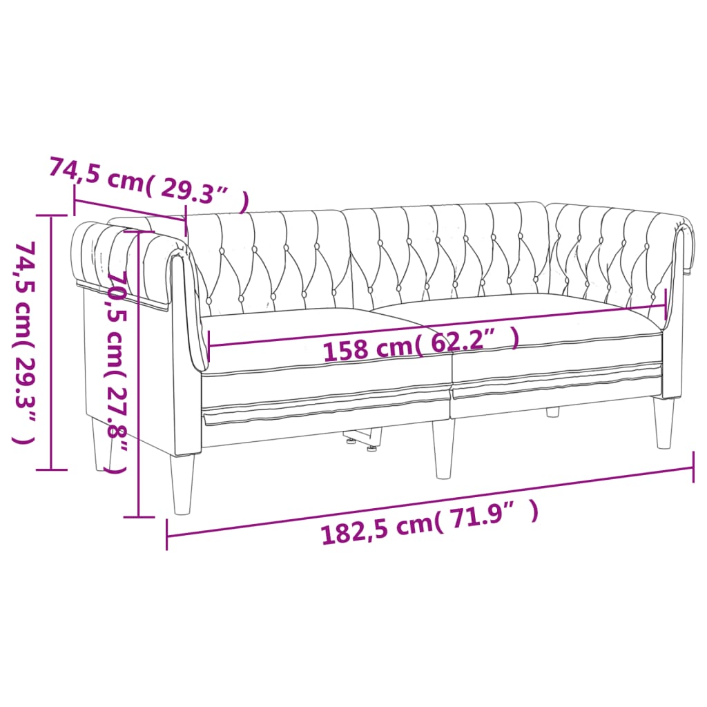 Chesterfield-Sofa 2-Sitzer Dunkelbraun Stoff