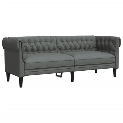 Chesterfield-Sofa 3-Sitzer Dunkelgrau Stoff