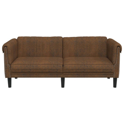 2-Sitzer Sofa Braun Kunstleder Wildleder-Optik