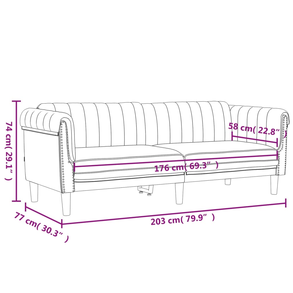 Sofa 3-Sitzer Dunkelgrau Samt