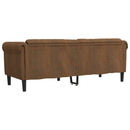 3-Sitzer Sofa Braun Kunstleder Wildleder-Optik