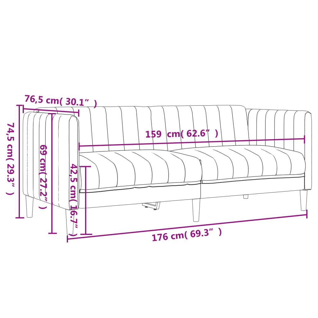 Sofa 2-Sitzer Dunkelbraun Stoff