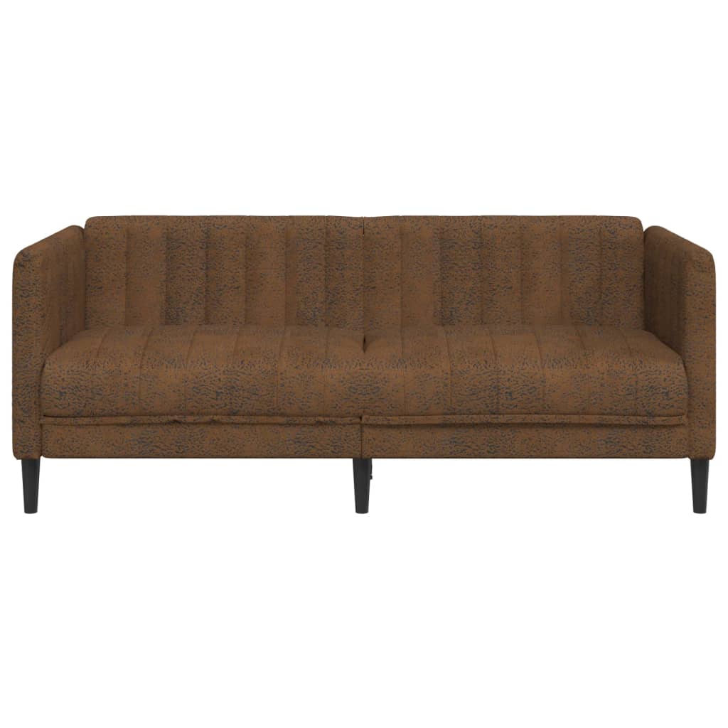 2-Sitzer Sofa Braun Kunstleder Wildleder-Optik