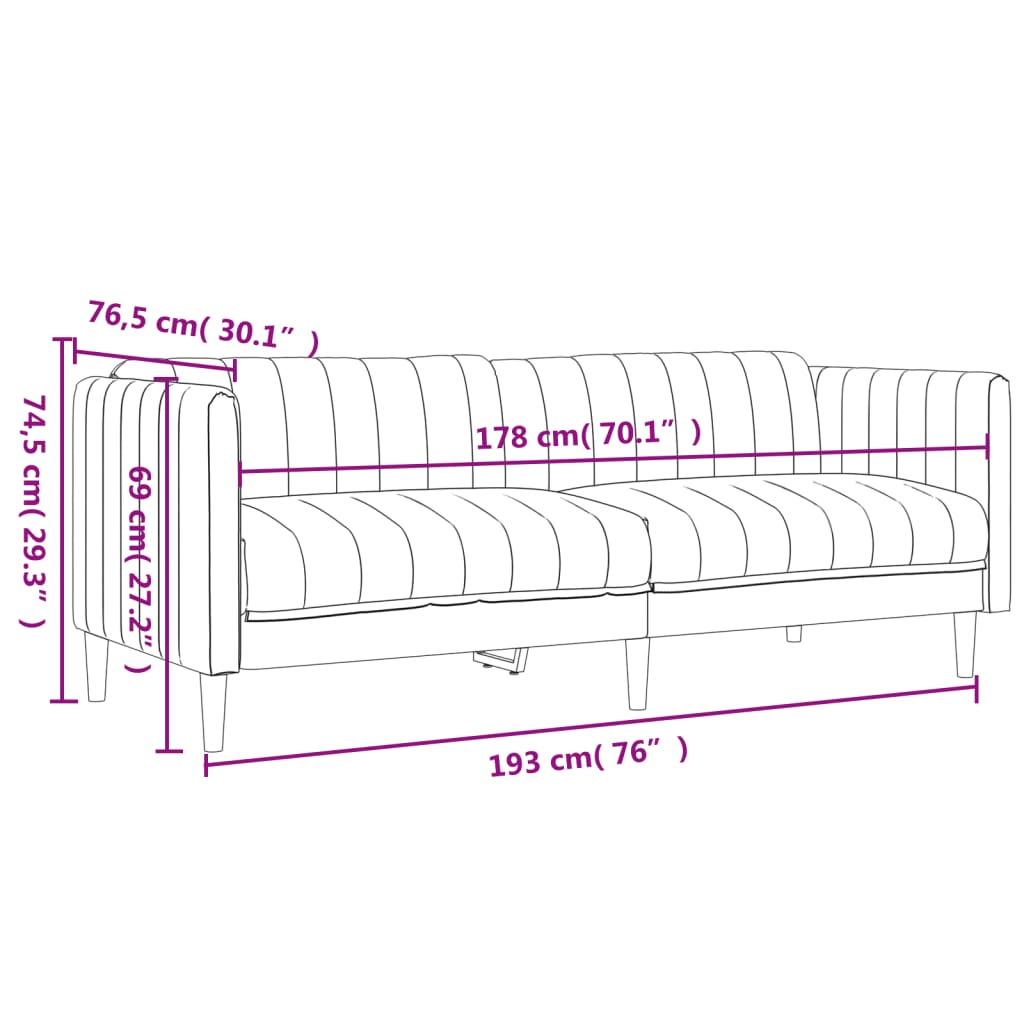 Sofa 3-Sitzer Taupe Stoff