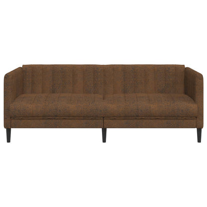 3-Sitzer Sofa Braun Kunstleder Wildleder-Optik