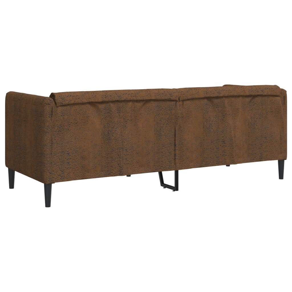 3-Sitzer Sofa Braun Kunstleder Wildleder-Optik