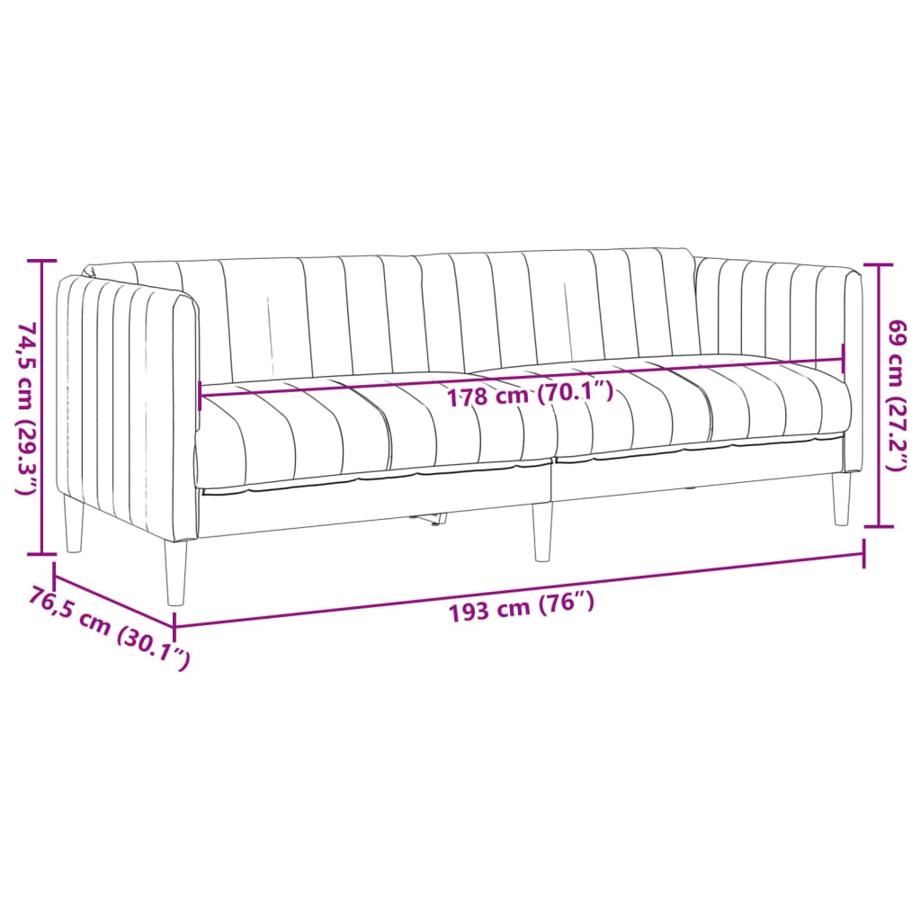 3-Sitzer Sofa Braun Kunstleder Wildleder-Optik