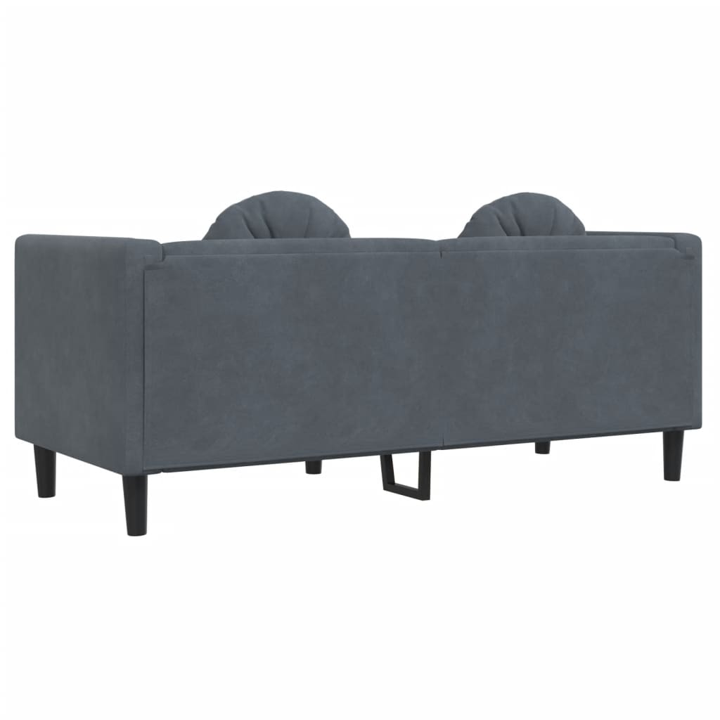 Sofa mit Kissen 2-Sitzer Dunkelgrau Samt