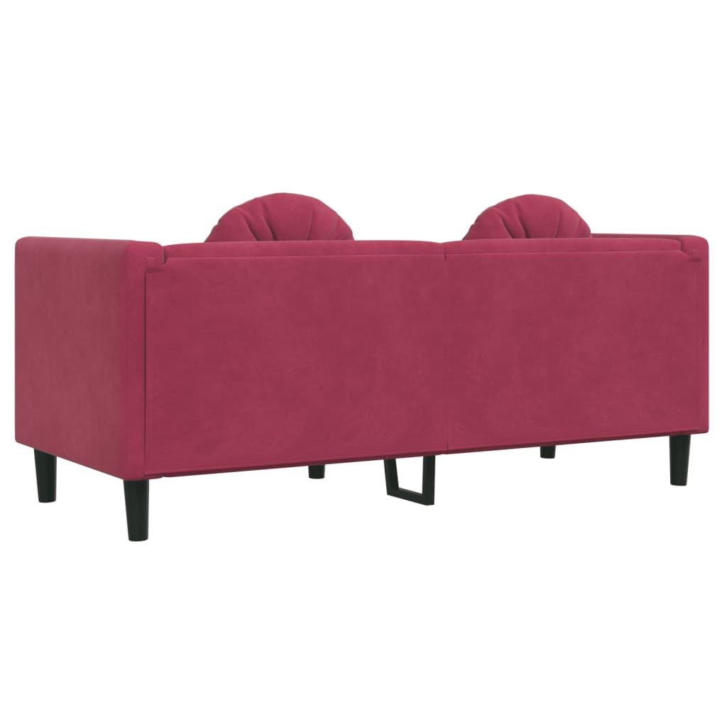 Sofa mit Kissen 2-Sitzer Weinrot Samt