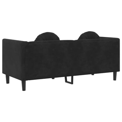 Sofa mit Kissen 2-Sitzer Schwarz Samt