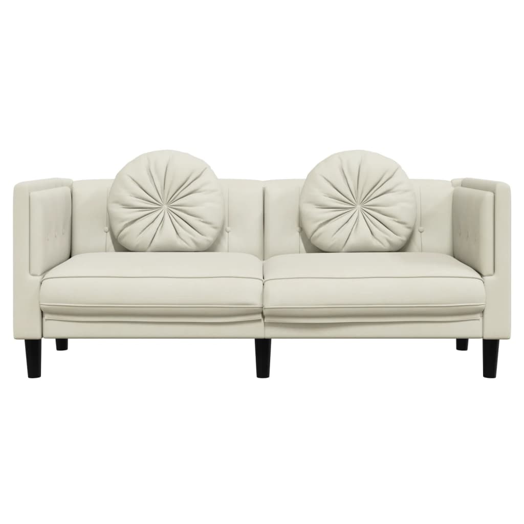 Sofa mit Kissen 2-Sitzer Creme Samt