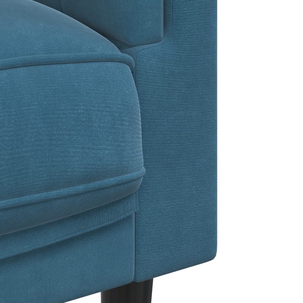 Sofa mit Kissen 2-Sitzer Blau Samt