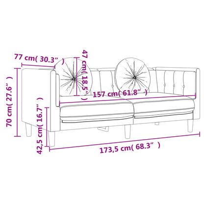 Sofa mit Kissen 2-Sitzer Blau Samt