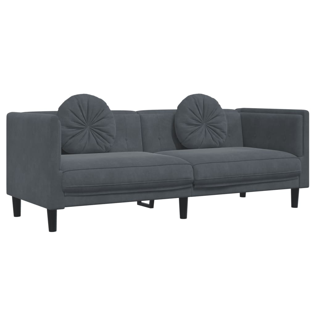 Sofa mit Kissen 3-Sitzer Dunkelgrau Samt