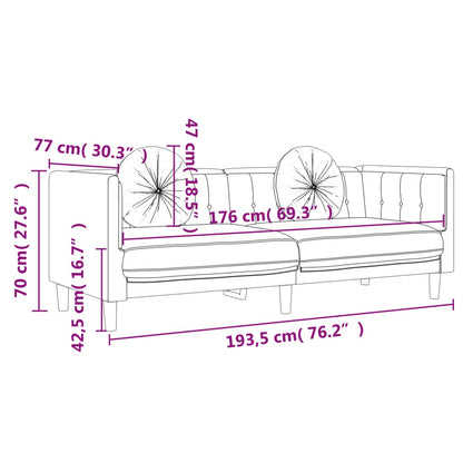 Sofa mit Kissen 3-Sitzer Dunkelgrau Samt