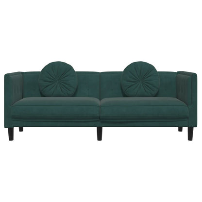 Sofa mit Kissen 3-Sitzer Dunkelgrün Samt