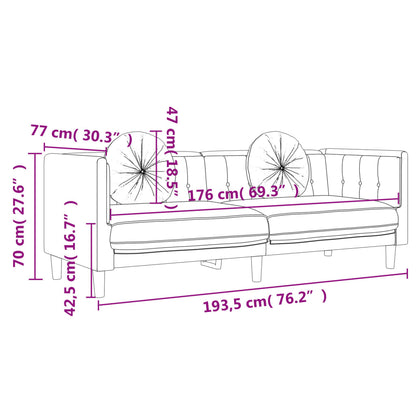 Sofa mit Kissen 3-Sitzer Rosa Samt