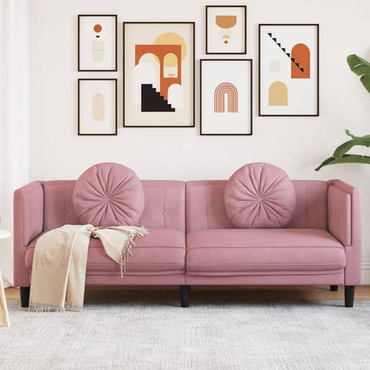 Sofa mit Kissen 3-Sitzer Rosa Samt