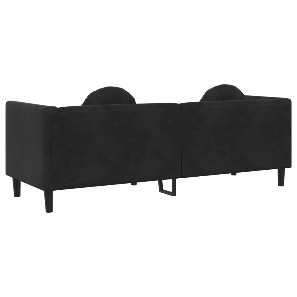 Sofa mit Kissen 3-Sitzer Schwarz Samt