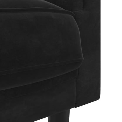 Sofa mit Kissen 3-Sitzer Schwarz Samt